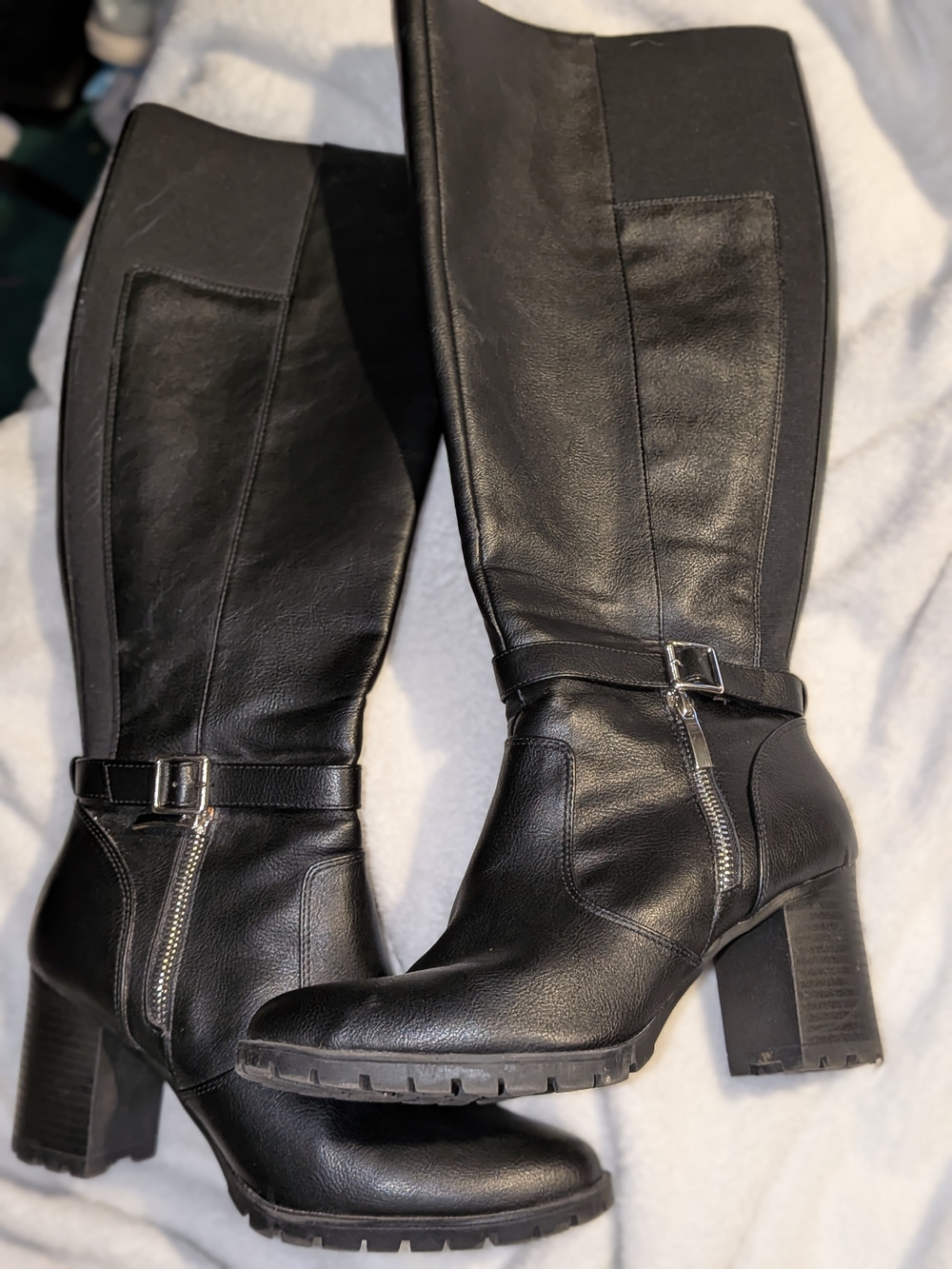 Kelly & Katie Black Over-the-Knee Block Heel Boots